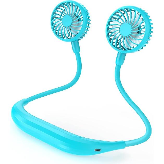 Portable Neck Fan, 2600mAh Battery Operated Ultra Quiet Hands Free USB Fan with Strong Wind, 360° Adjustable High Flexibility Wearable Personal Fan