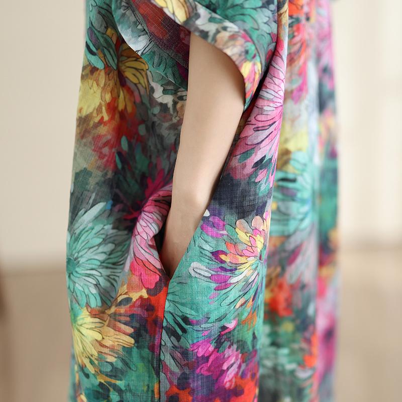 DIMANAF New 2026 Women Plus Size Summer Long Dress Casual Cotton Loose Oversize Maxi Floral Print Beach Sundress