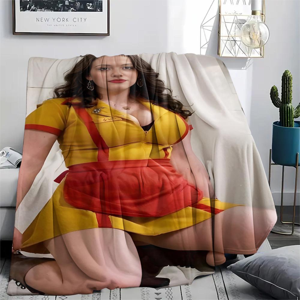 1PC 2 Broke American Sitcom Print Flannel Blanket, High quality All Seasons, Home Decor, Warmth and Comfort, Perfect for Christmas Gifts