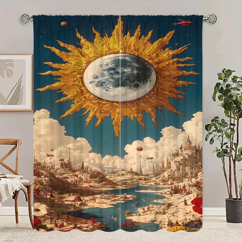 

Бог Солнца - Шторы с принтом - 100% полиэстер - 2 шт. для штор для спальни и украшения гостиной. 29Wx64L(75x166CM)x2