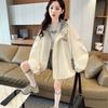Sweet Cool Hooded Blooming Jacket Teen Girls Loose Fit Plaid Patchwork College Style