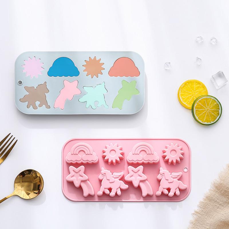 Unicorn Silicone Mold 8 Cavity 3D Flying Unicorn Themed Baking Tools Fondant Cake Chocolate Mould