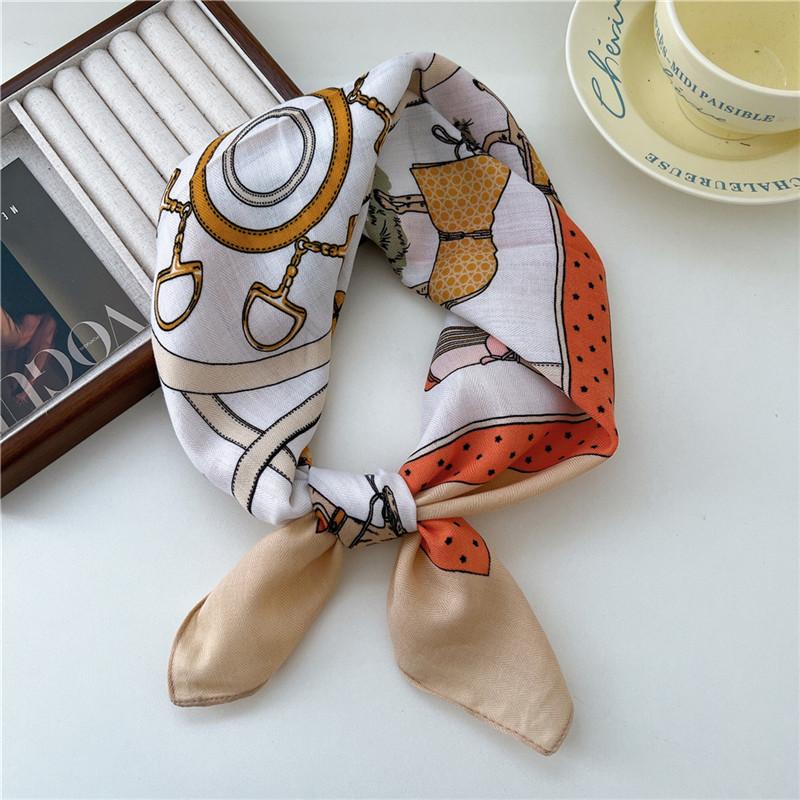 Cotton Linen Print Square Scarves Neckerchief Kerchief Headscarf Women Decorative Scarf Bandanas Headband 65cm Neck Wraps Shawls