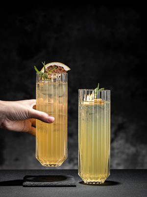 Copo de Vidro de Cristal Listrado Criativo para Cocktail Copo Collins Copo para Suco Copo para Misturar Ligeiramente Tonto Copo para Bebidas Especiais Copo de Água
