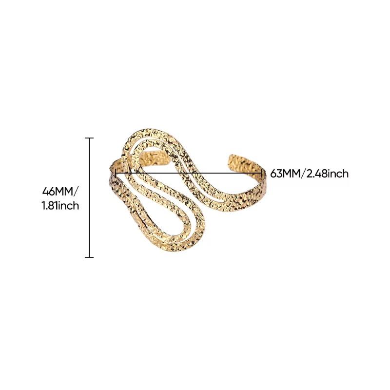 New Stainless Steel Simple Wide Version Open Bracelet Street Hip Hop Exaggerated Gold-plated Bracelet