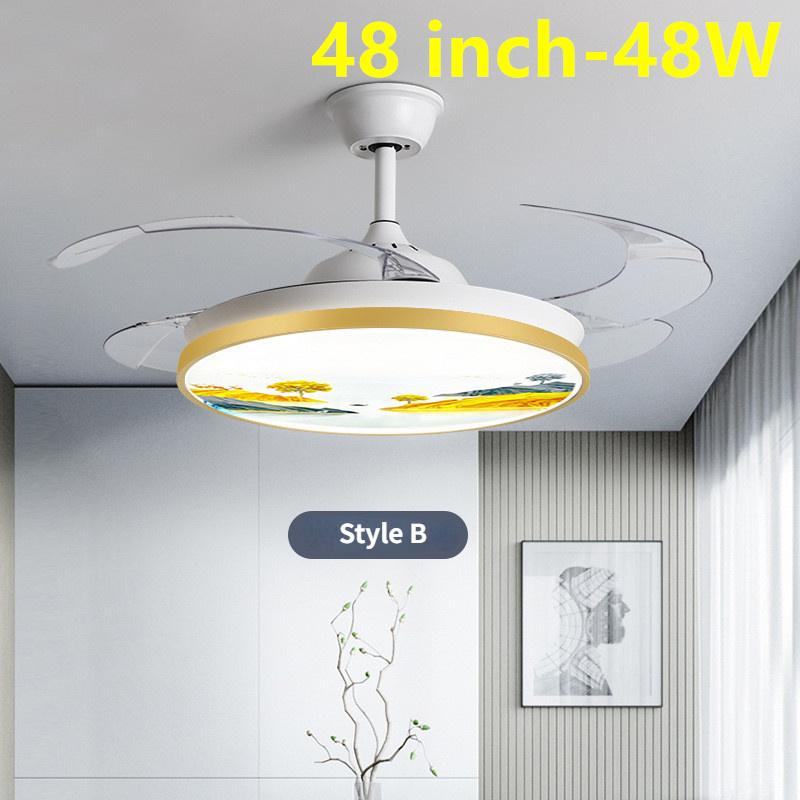 Intelligent Variable Frequency Integrated Ceiling Fan With Light Bedroom Invisible Silent Fan Light Simple Ceiling Fan Lamps With Remote Control