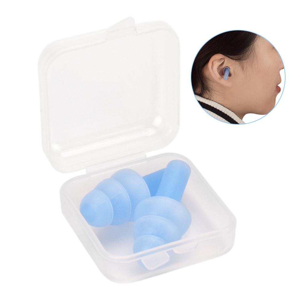 1 Pair Reusable Silicone Ear Plugs Waterproof Noise Reducing and Sound Blocking Earplug with Box