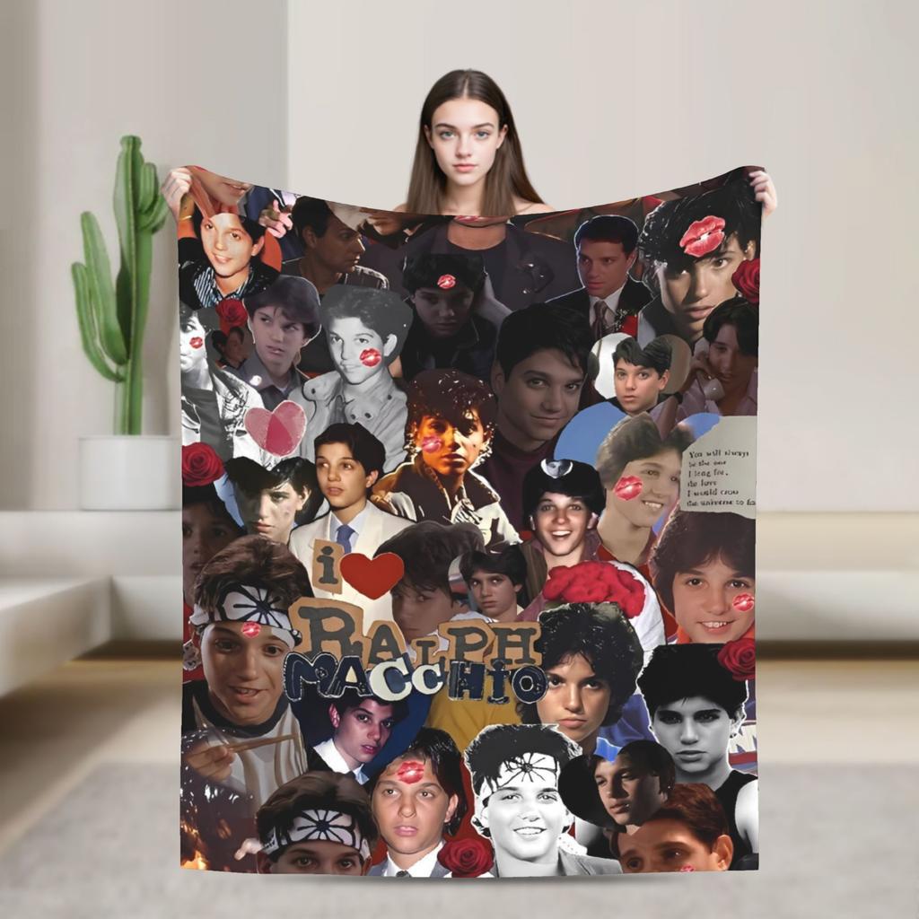80s Ralph Macchio Limited Flannel Blanket Super Soft Throw Blanket for Couch Chair Camping Trend Bedspread Sofa Bed Cover
