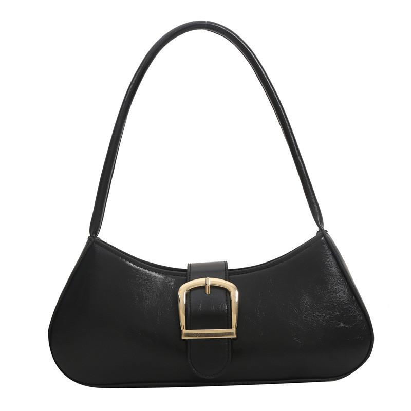 Stylish Vintage Shoulder Bag Pu Material Street Fashion Commuter Bag чёрный