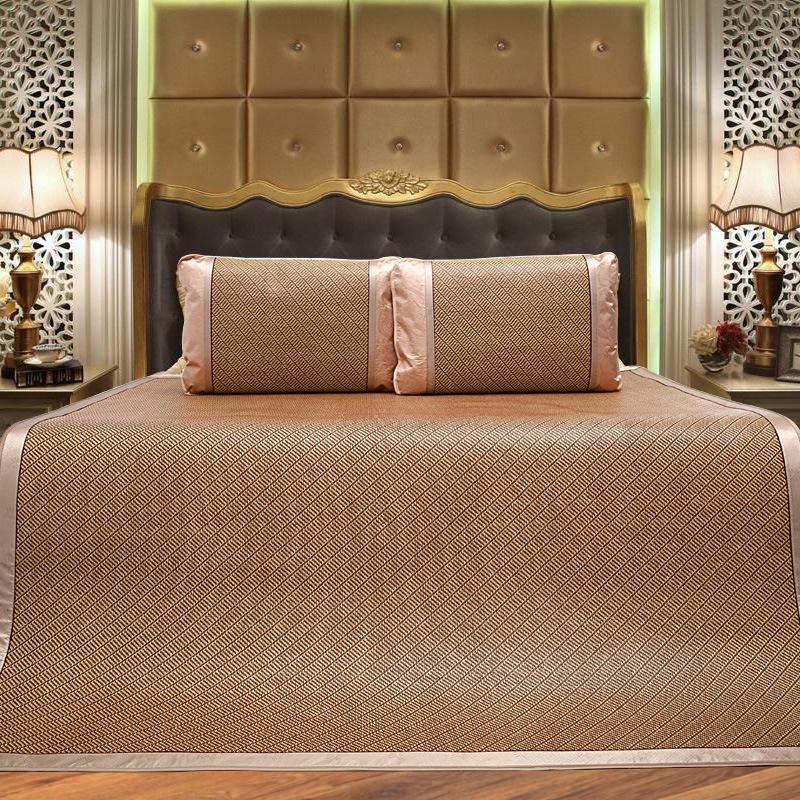 2026 Cooling Rattan Ice Silk Mat Set for Double Bed - Foldable 3-Piece Summer Air Conditioning Mat
