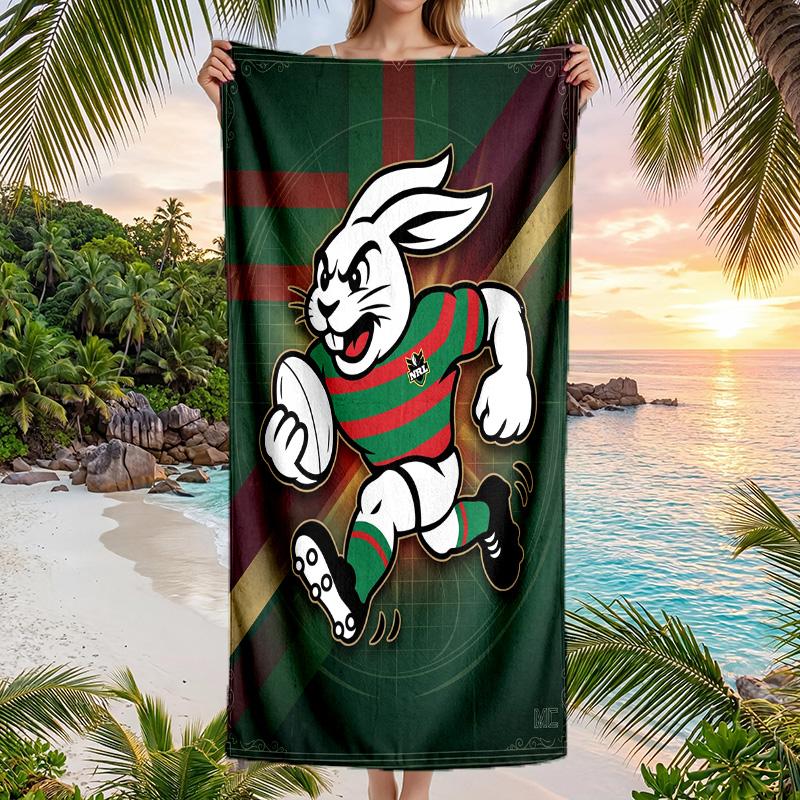 South Sydney Rabbitohs Fashion Beach Towel Portable Soft Quick Dry Towel For Swimming Camping Holiday Use