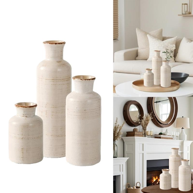 Farmhouses Rustics Ceramic Vases Home Decors Pottery Flower Vases Decorative Vases for Living Room Table Centerpieces