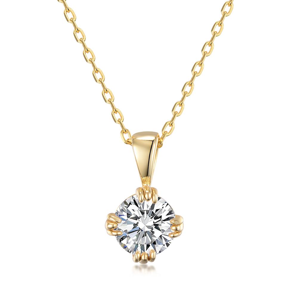 

QIBAOKU 6.5mm EF Round Moissanite Necklace Sterling Silver Plated Luxury Fine Wedding Engagement Gift Diamond Certificat Moissanite