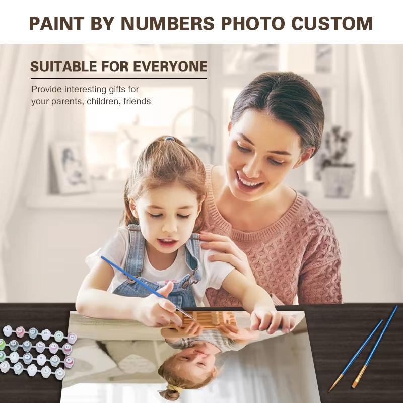 24 Color Personalised Paint By Numbers Photo Custom DIY Oil Painting By Number Picture Canvas Portrait Family Children Photo