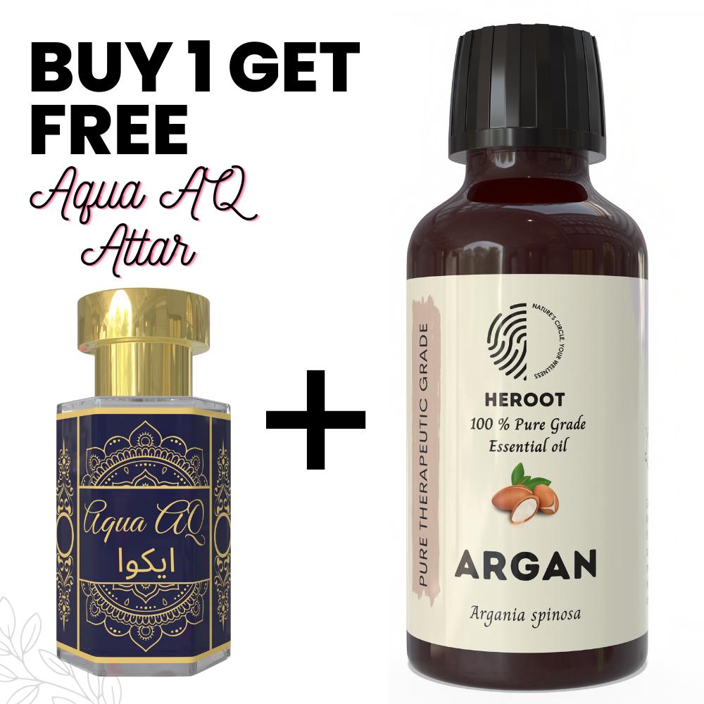 Argon Essential Oil 10ml for Aromatherapy & Home Fragrance with Free 6 ml Attar – Aqua AQ, Dubai Oud, Aura, White Oud