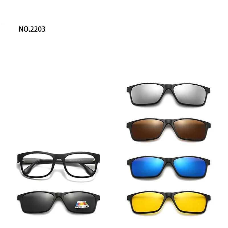 6 In 1 Magnetic Clip Sunglasses prescription Spectacles Men Women Polaroid Night Vision Lenses Glasses