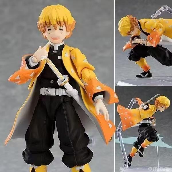 Figma Anime Action Figure Set - Zenitsu Agatsuma Kamado Tanjiro Nezuko & Kyojuro Rengoku Collectible Models with Moveable Joints