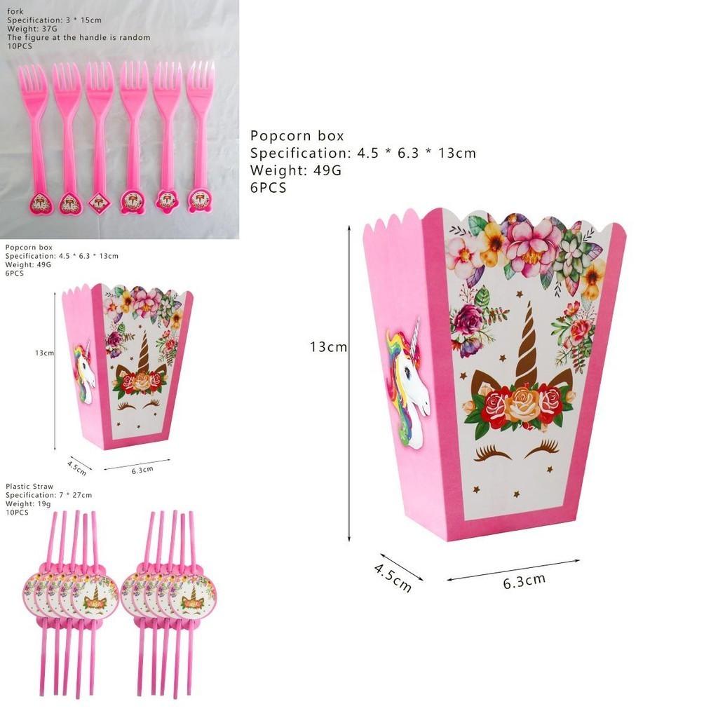 Wreath Unicorn Kids Birthday Party Supplies Magical Tableware Plates Cups Forks Napkins And Gifts