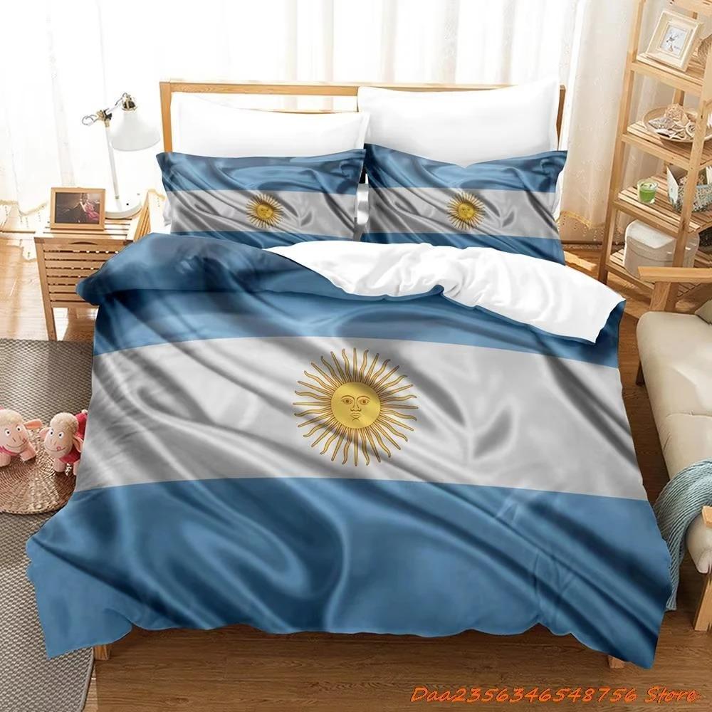 Argentinische Flagge Bettwäscheset Einzelbett Twin Full Queen King Size Bettset Erwachsene Kind Schlafzimmer Bettbezug Sets 3D Druck Bettlaken Set