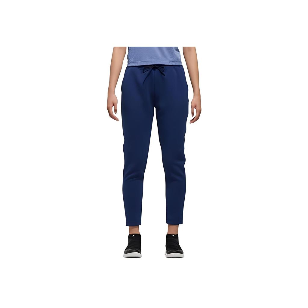 Adidas Solid Color Mid-Rise Drawstring Breathable Nine-Point Straight Leg Casual Pants Women Bottoms Blue DJ2959