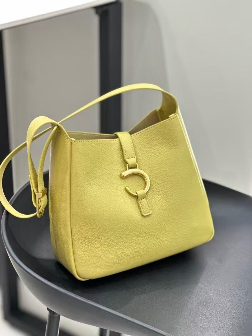 

Korean All-matching Bag Women s Fashionable Portable Bucket Genuine Leather High-end Armpit Single-shoulder Length 28cmX13cm X29cm жёлтый