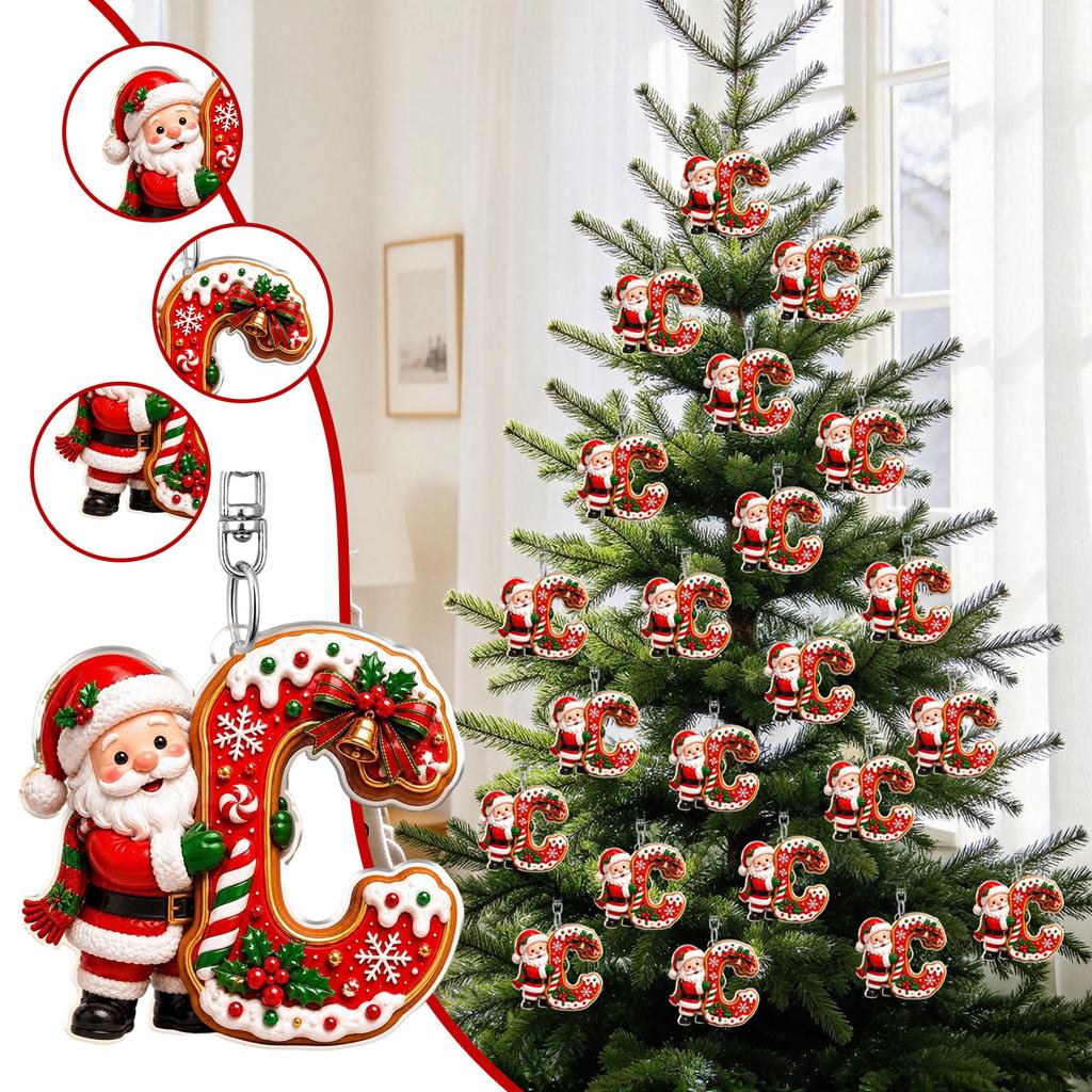 26 Letter Christmas Ornaments Set, 2D Hanging Decorations, 0.33 Thick