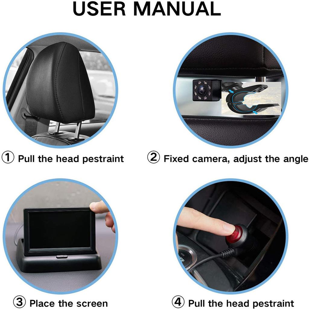 Foldable 4.3 Inch Screen HD 1080P Baby Car Rearview Monitor with Wide Angle Infrared Night Vision Camera