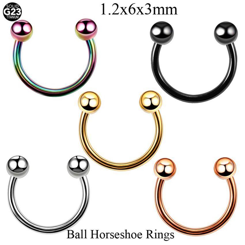 1PC G23 Titanium Nose Lip Ear Cartilage Tragus Piercing Eyebrow Horseshoe Rings Piercing Captive Bead Ring Sexy Piercing Jewelry