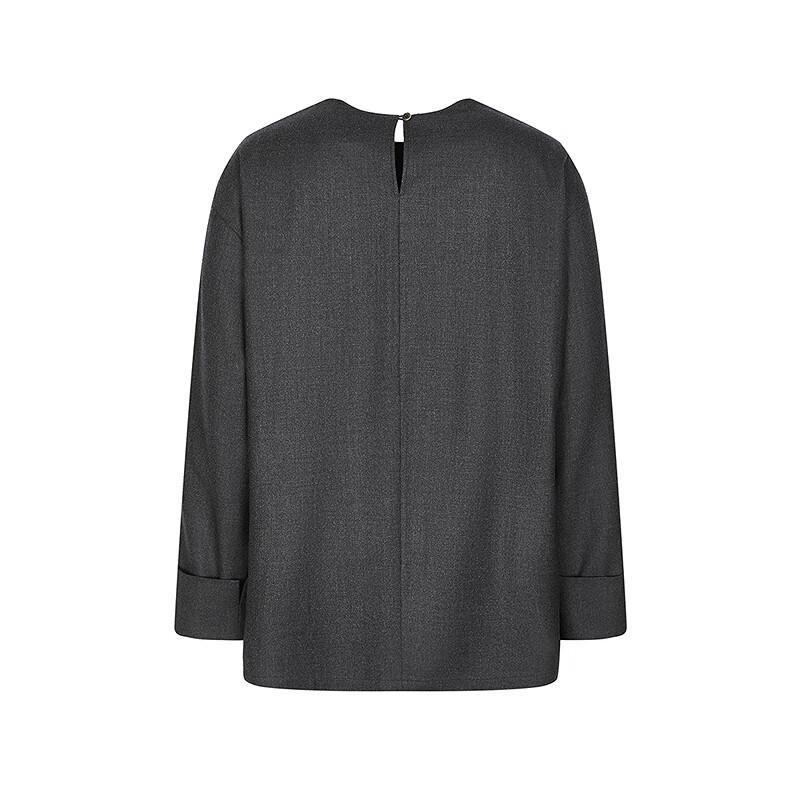 LESS 2025 Autumn H-Type Loose Fit Round Neck 100% Wool Shirt