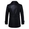 Men's medium and long leather trench coat Korean version suit collar leather jacket casual trend belt jacket men