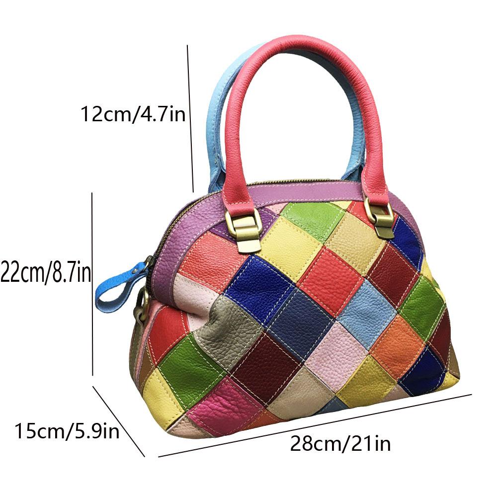 Skórzane torby damskie, torby w kratę w pasującym kolorze, torebki ze skóry bydlęcej, torby listonoszki, torby damskie Wind Shell