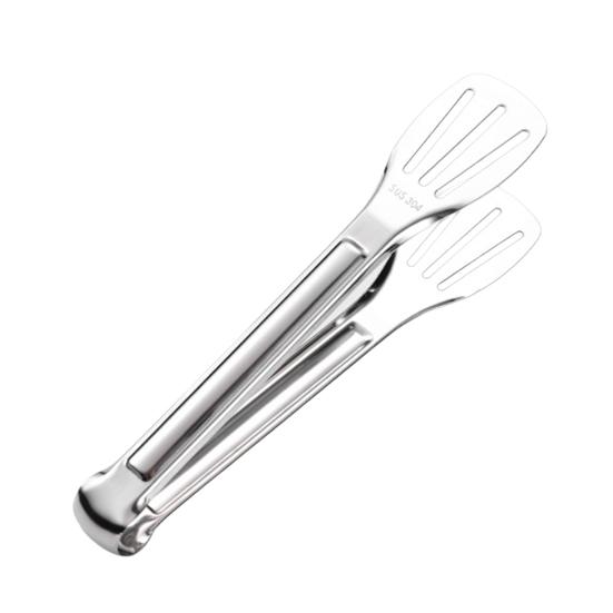 Stainless Steel Serving Tongs Heavy-Duty Food Tongs with Grip 3-Line Slotted Head Cooking Tong for BBQ Buffet Kitchen