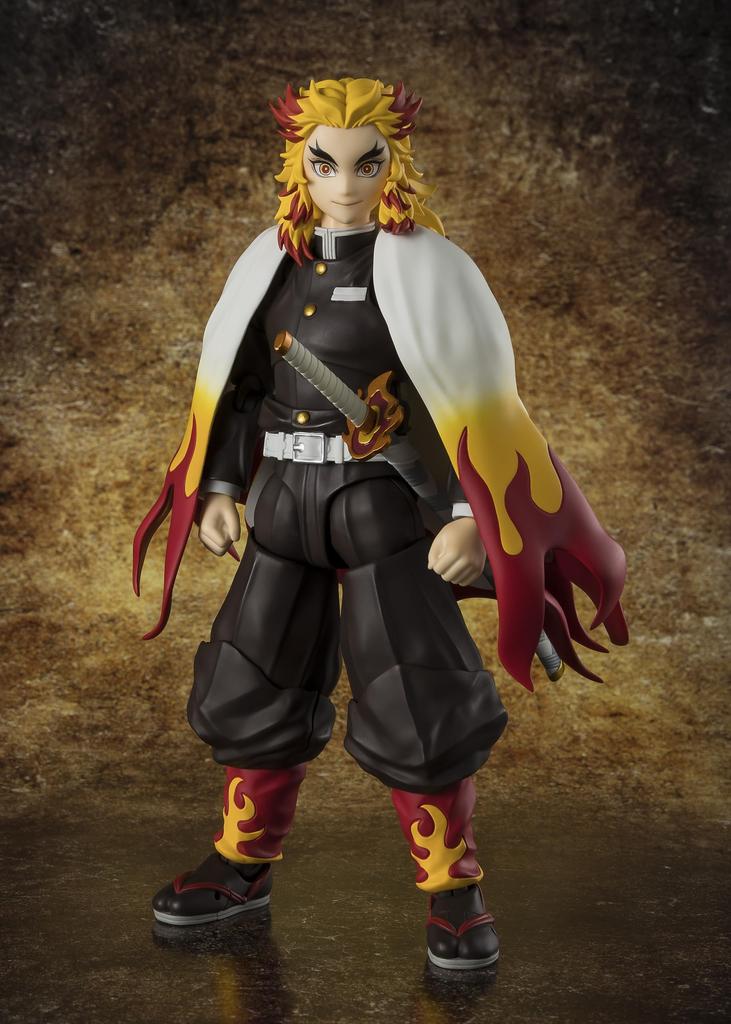 TAMASHII NATIONS Demon Kimetsu No Yaiba Rengoku Approximately PVC ABS Painted Action Figure S.H.Figuarts Slayer Kyojuro, 150mm, &