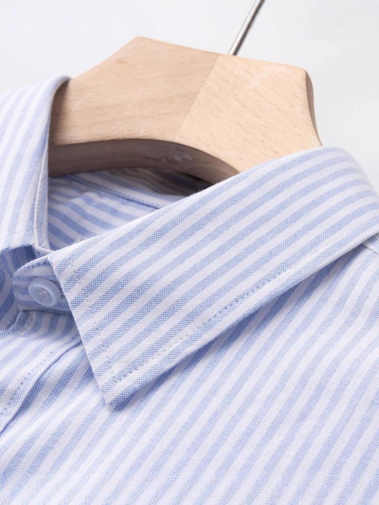 Men's Light Blue Slim Fit Classic Striped Long Sleeve Shirt - Spring & Autumn Fashion Style