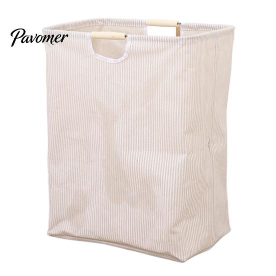 Easy Clean Laundry Hamper Basket with Wooden Handles, Cotton And Linen Large Space Saving Bag Basket, Storage Foldable Organizer for Families