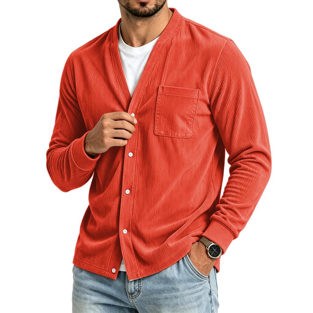 Men's Casual Color Loose Fit Top with Pockets