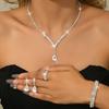 Bridal Wedding Accessories Necklace Bracelet Earrings Ring Set Chain Women'S Four-Piece Rhinestone Wedding Dress Accessories