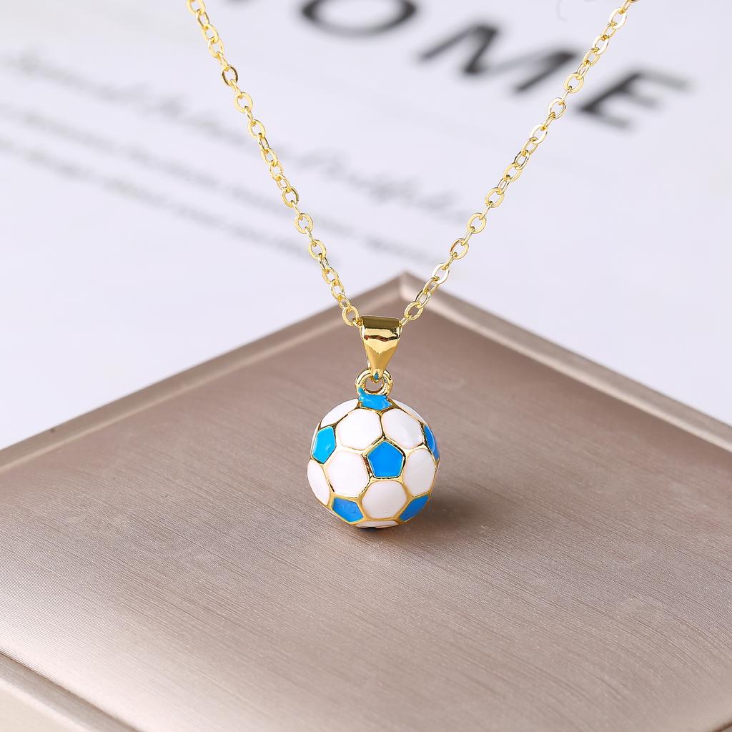 3D Football Necklace Metal Enamel Art Soccer Pendant Necklace for Men's Women's Party Sports Style Jewelry Accessories