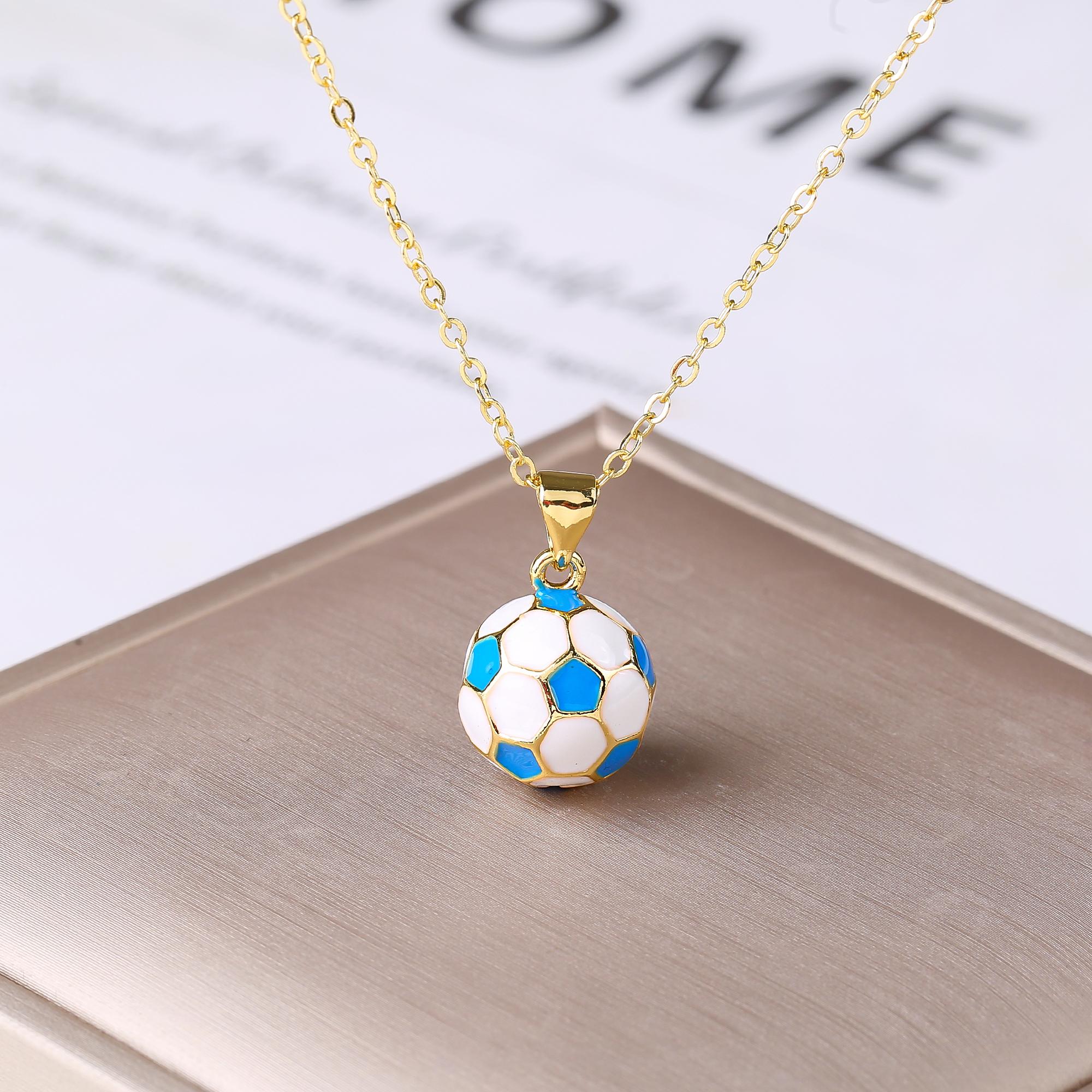 

3D Football Necklace Metal Enamel Art Soccer Pendant Necklace for Men s Women s Party Sports Style Zircon Accessories