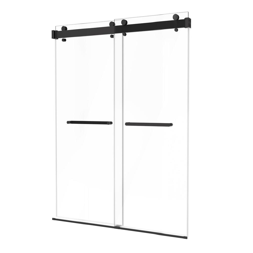 Frameless Shower Door, 1219 mm W x 1930mm H, Shower Sliding Glass Door with 10 mm Thick Clear Tempered Glass, Noiseless Shatterproof Nano Coating,