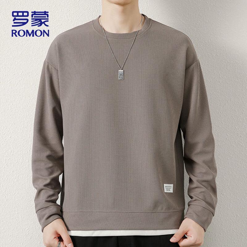 ROMON Men's Long Sleeve Round Neck Casual Top