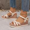 Flower Decoration Women's Wedge Sandals Summer Lightweight Ankle Strap Platform Sandals Women Comfort Non Slip Beach Shoes