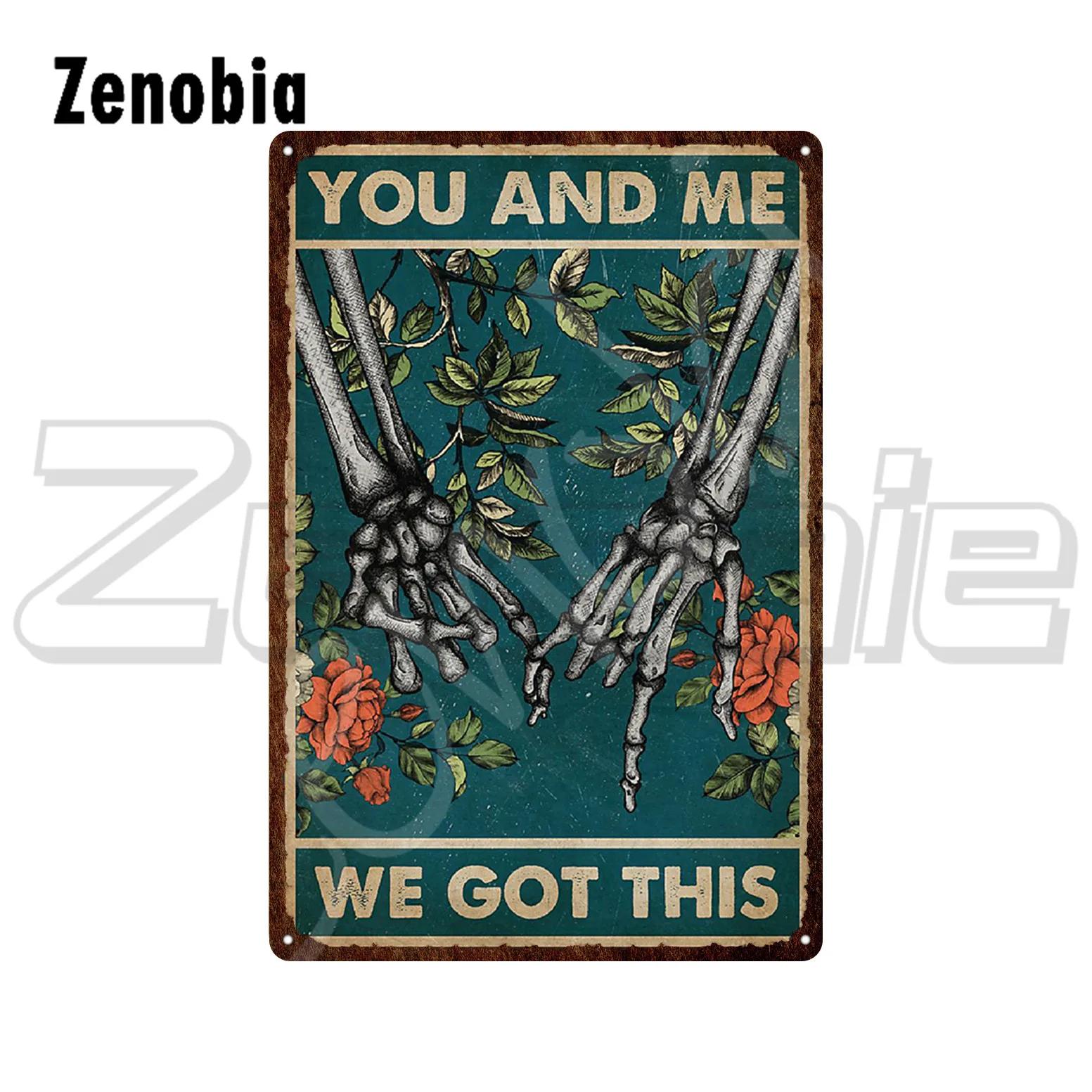 Металлическая табличка Череп Забавные черепа и черные коты Винтажный металлический постер Правила ванной комнаты и Кофе Металлическая тарелка Табличка для украшения дома 20x30cm（7.8x11.8inch）