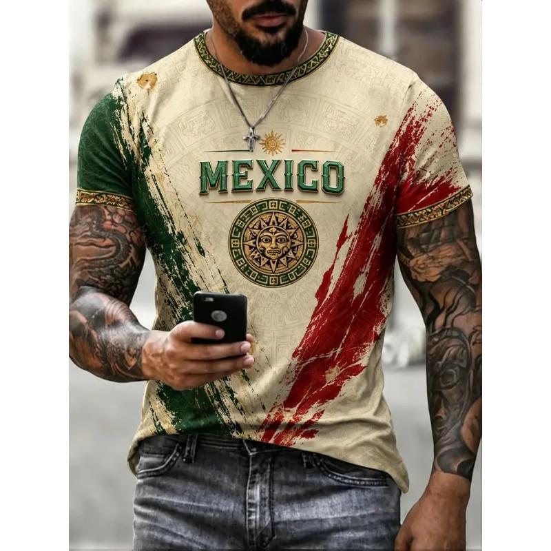 2026 Neues Mexikanisches Nationalmannschaft Fußball T-Shirt Vollflächiger Druck Kurzarm Mexiko Flagge Training Sportbekleidung für den Sommer