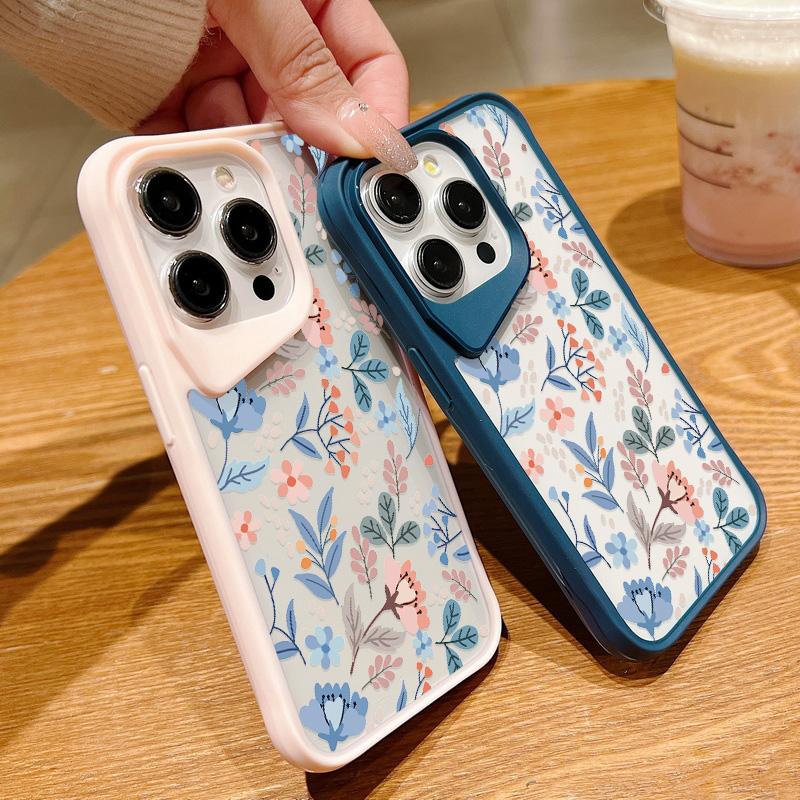 Shockproof Slim Hybrid Acrylic Phone Case for iPhone 15 Pro Max 14 Plus 13 Transparent Colorful Flower Soft Edge Cover