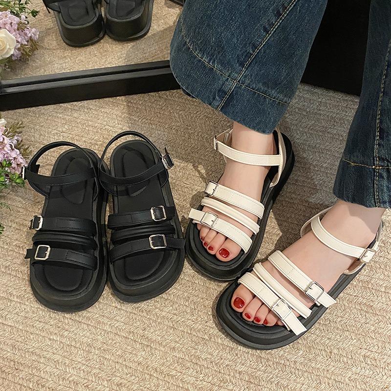 Sandals fairy fairy platform heightening beach shoes summer new wear one-word buckle sports sandals