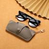 Portable Retro Handmade PU Leather Glasses Bag with Lanyard Hanging Sunglasses Case Simple Glasses Storage Box Sunglasses Case