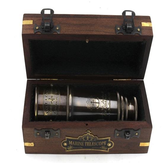 1920 Ship Captain's Working Telescope Brass Made Spyglass With Wooden Box Pirate's Instrument Brass Maritime Instruments Best Gift