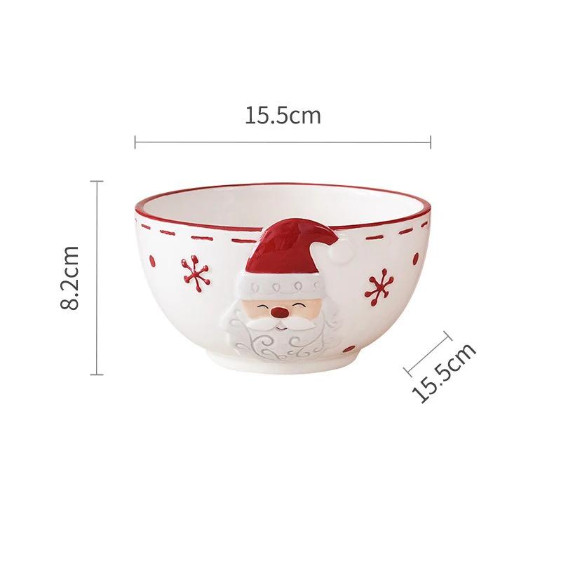 1ks Severská keramická miska Santa Clause Kreativní embosovaná miska na ovocný salát Západní salátové mísy Domácí nádobí Vánoční dárek