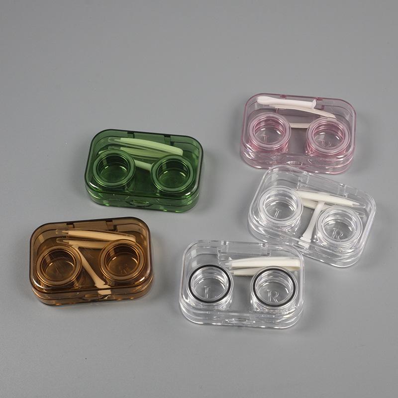 

Plastic Contact Lens Cases Simple Transparent Portable Eye Contacts Lenses Holder Box Case with Tweezers Wearing Tools